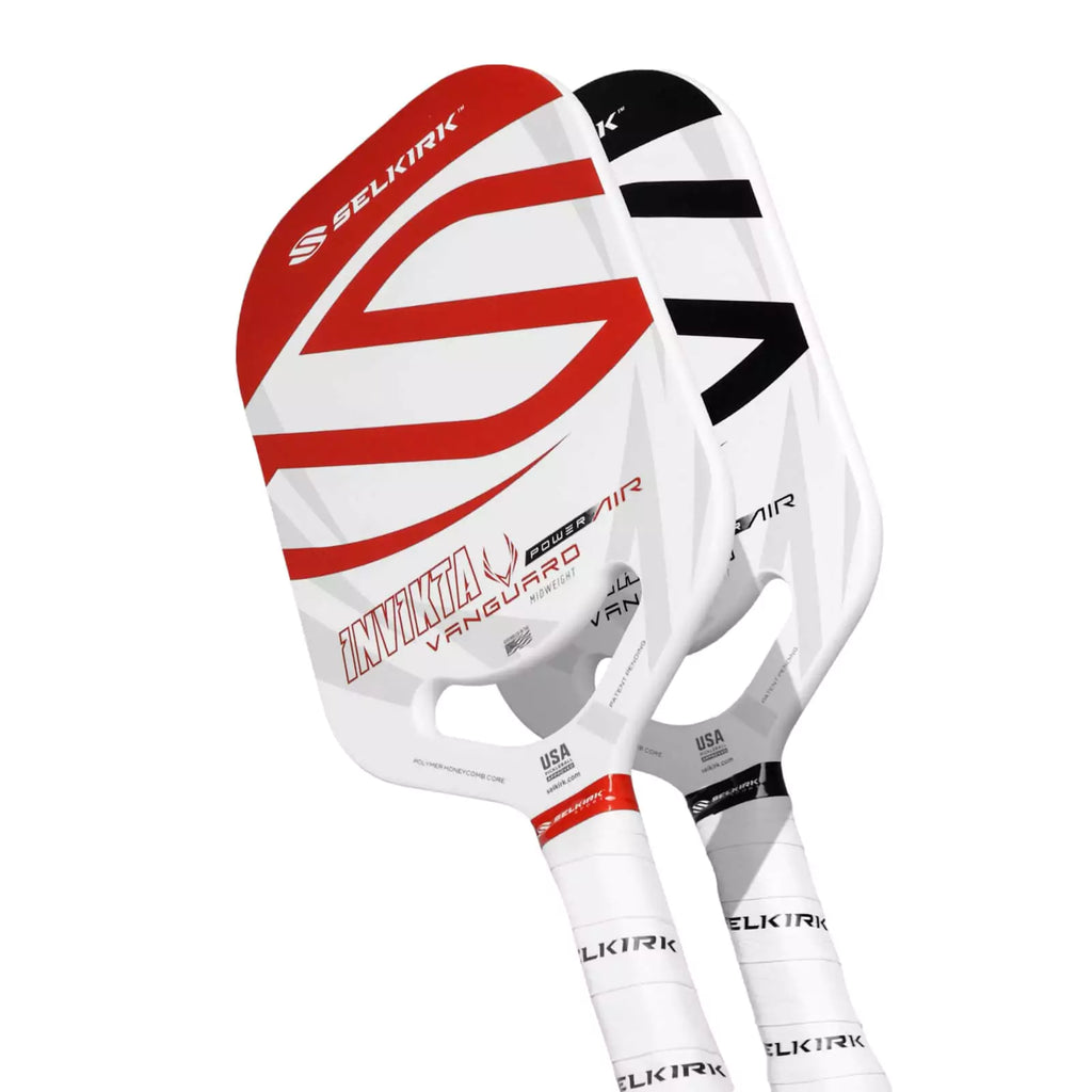 A pair of  Selkirk VANGUARD POWER AIR S2 Pickleball Paddles, available from iamracketsports.com.