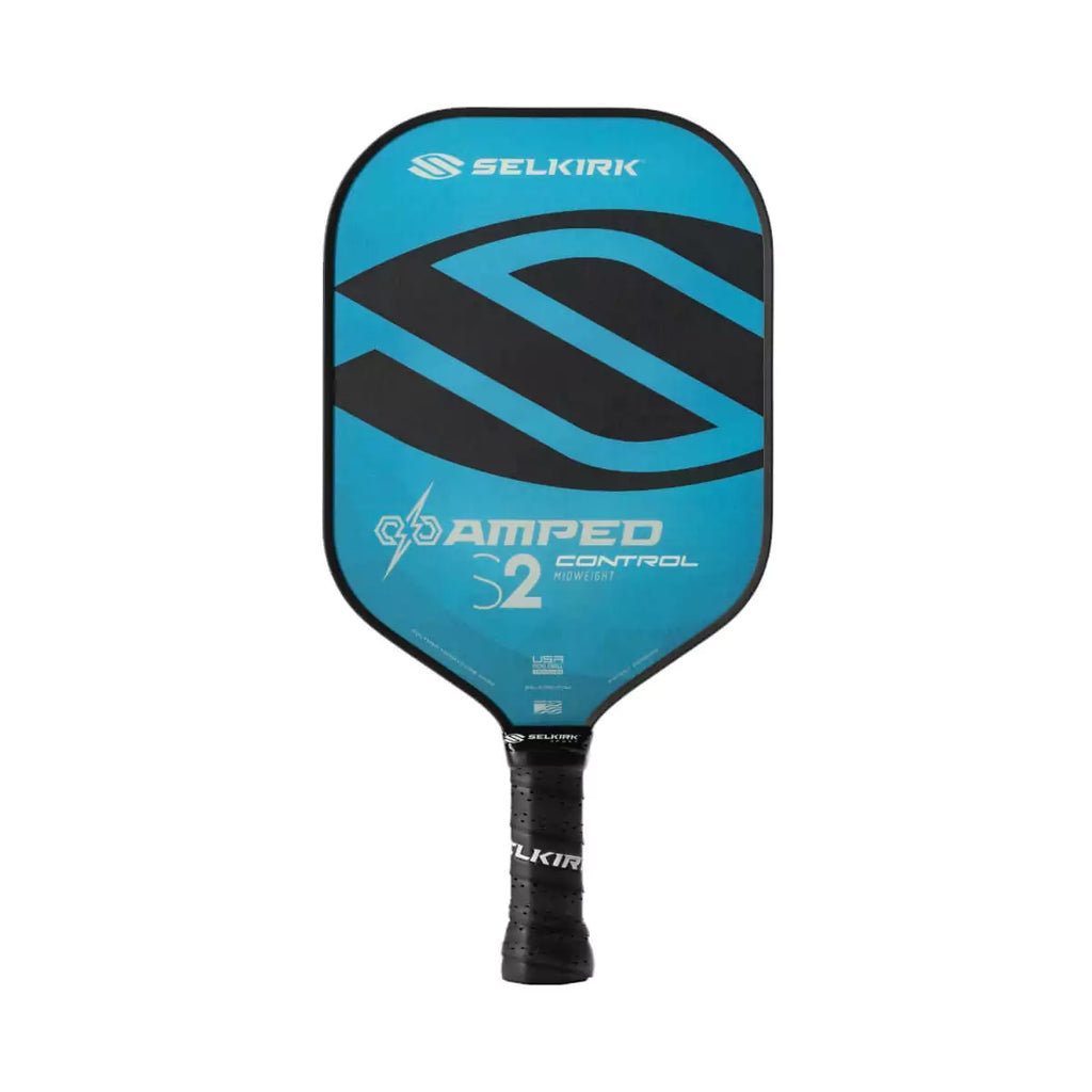 A blue
Selkirk AMPED Control S2 16mm Pickleball Paddle,
Available online and instore iamPickleball.store, Miami, FL, USA.
