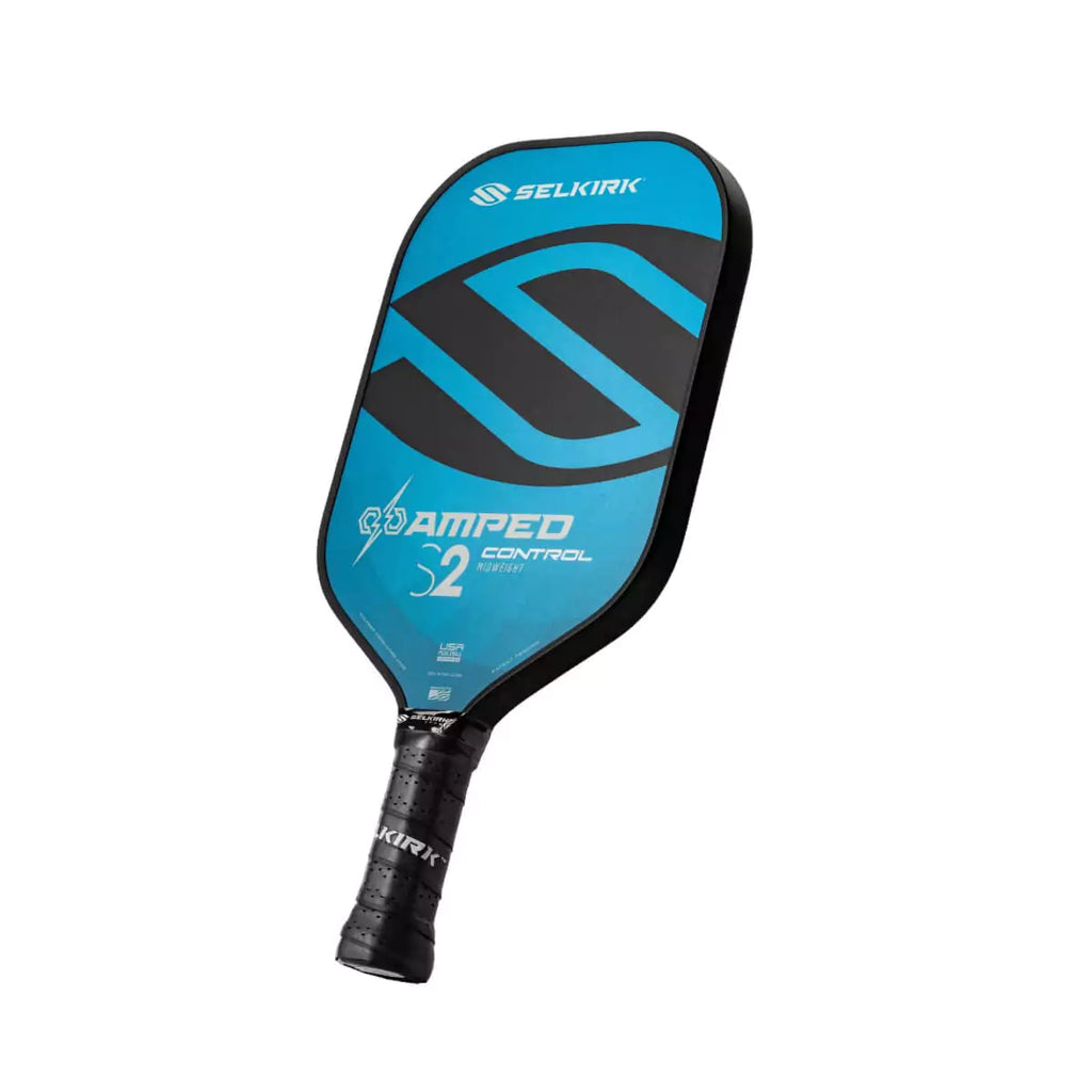 A blue
Selkirk AMPED Control S2 16mm Pickleball Paddle,
Available online and instore iamPickleball.store, Miami, FL, USA.