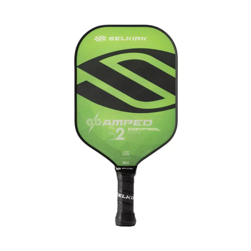 A green
Selkirk AMPED Control S2 16mm Pickleball Paddle,
Available online and instore iamPickleball.store, Miami, FL, USA.