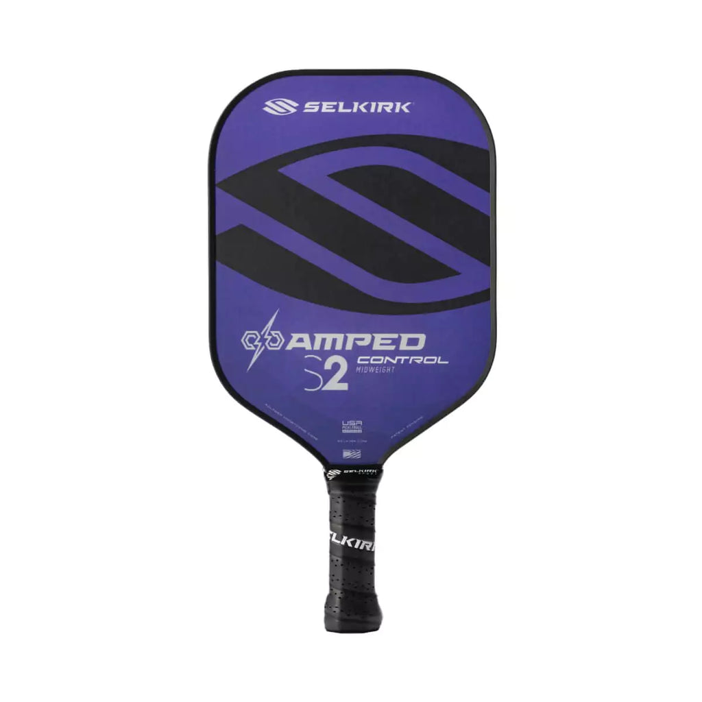 A purple
Selkirk AMPED Control S2 16mm Pickleball Paddle,
Available online and instore iamPickleball.store, Miami, FL, USA.
