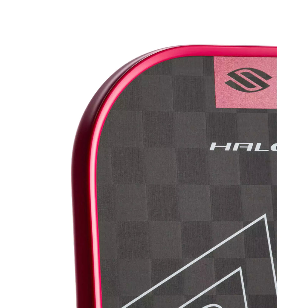 Paddle face of a pink Selkirk SLK HALO CONTROL Max Pickleball Paddle. Shop Selkirk Sports at "iamracketsports.com" Miami's pickleball store.
