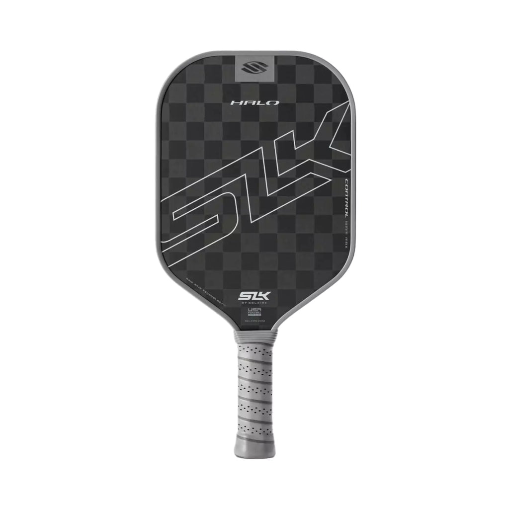 A grey Selkirk SLK HALO CONTROL Max Pickleball Paddle. Shop Selkirk Sports at "iamracketsports.com" Miami's pickleball store.
