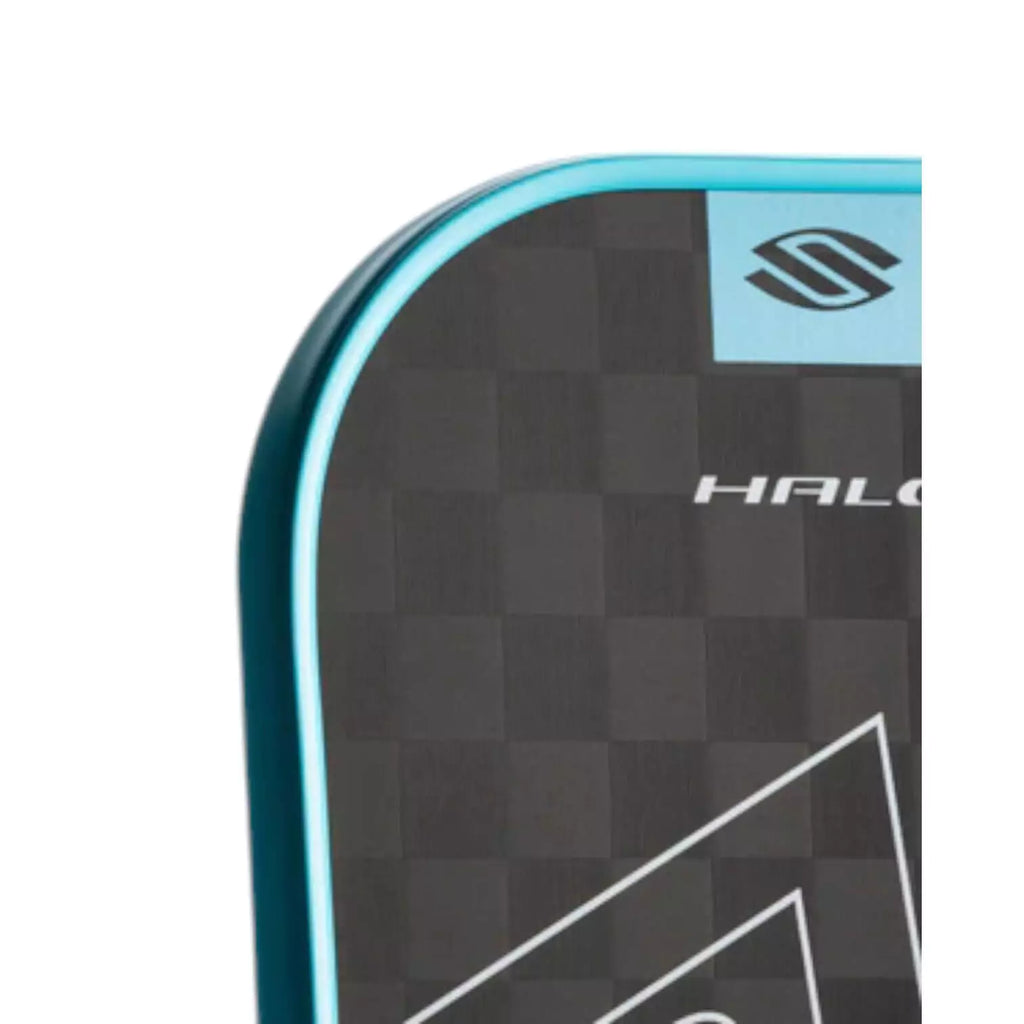 Top left face of blue Selkirk SLK HALO CONTROL XL Pickleball Paddle, shop for at "iamracketsports.com".