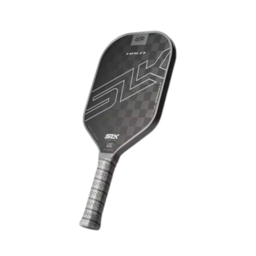 A gray Selkirk SLK HALO CONTROL XL Pickleball Paddle, shop for at "iamracketsports.com".