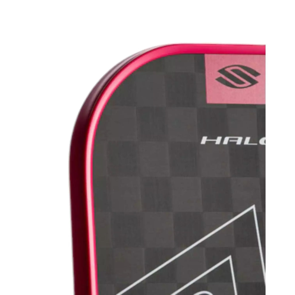 Top left corner face of a Selkirk SLK HALO CONTROL XL Pickleball Paddle, shop for at "iamracketsports.com".