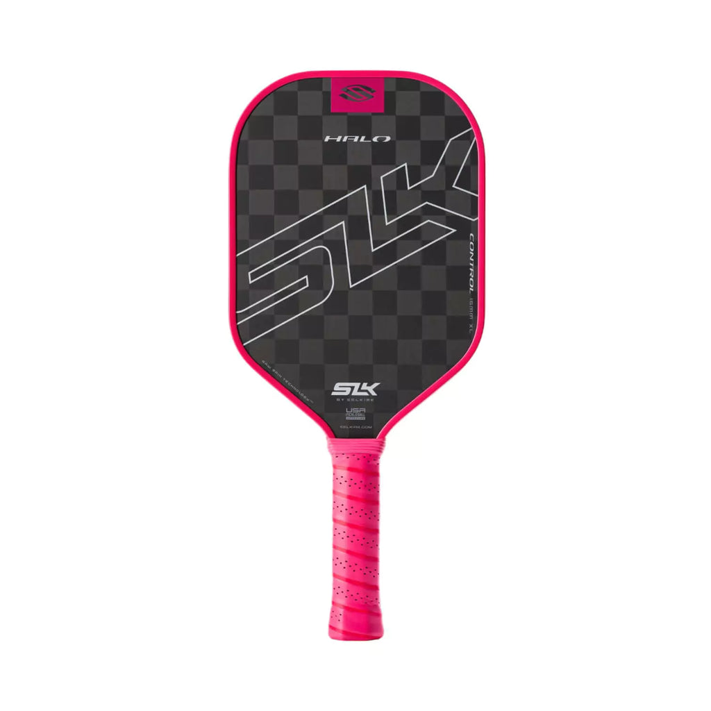 A pink Selkirk SLK HALO CONTROL XL Pickleball Paddle, shop for at "iamracketsports.com".
