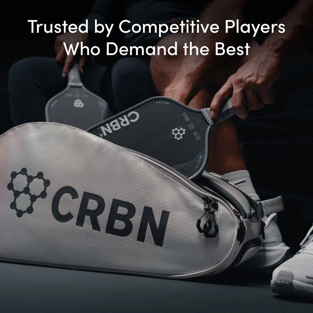 Players using the CRBN³ TruFoam WAVES ELONGATED Pickleball Paddle,
available from IamRacketsports.com, online and in-store, Miami USA.