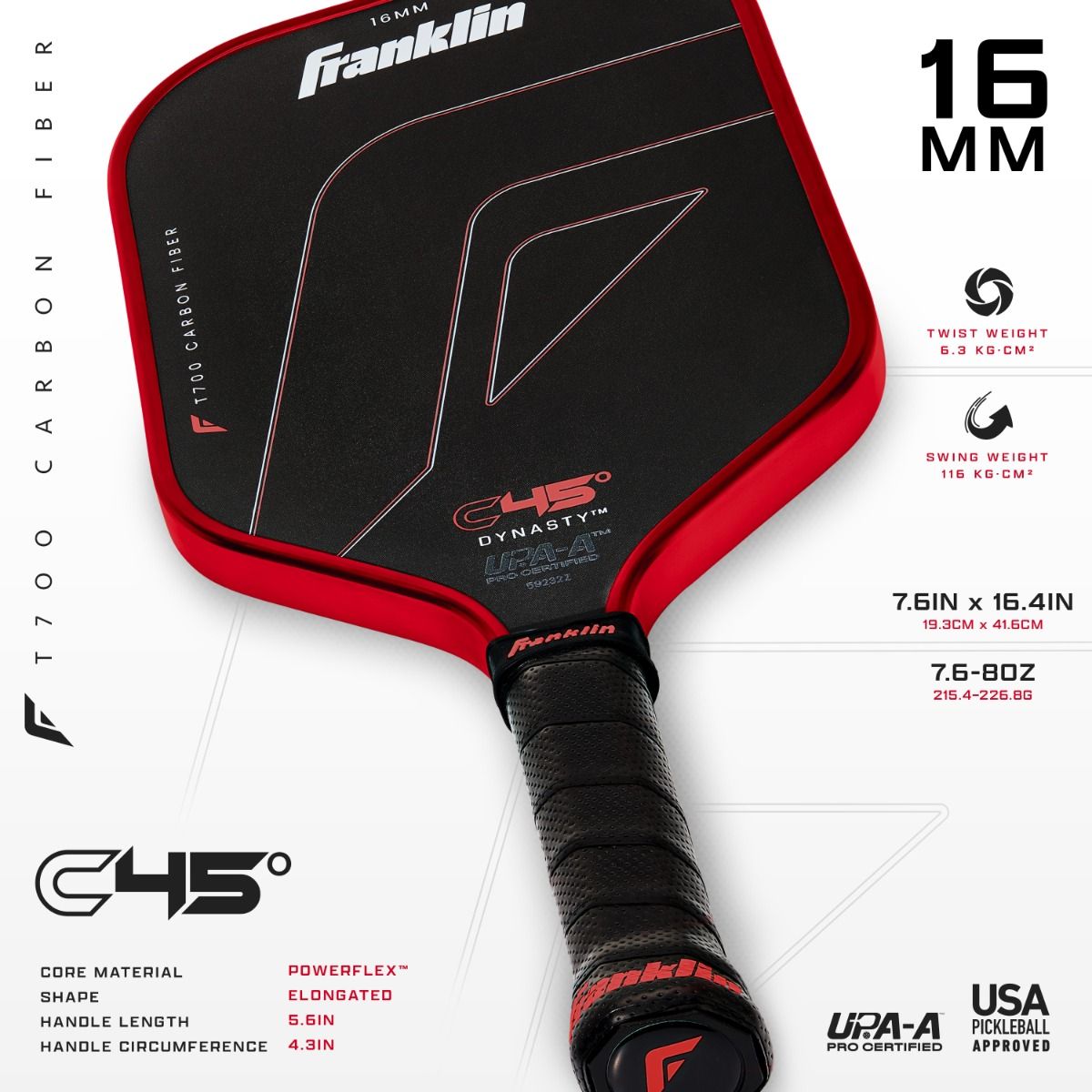 FRANKLIN C45° DYNASTY 14mm 2025 Pickleball Paddle – iamBeachTennis