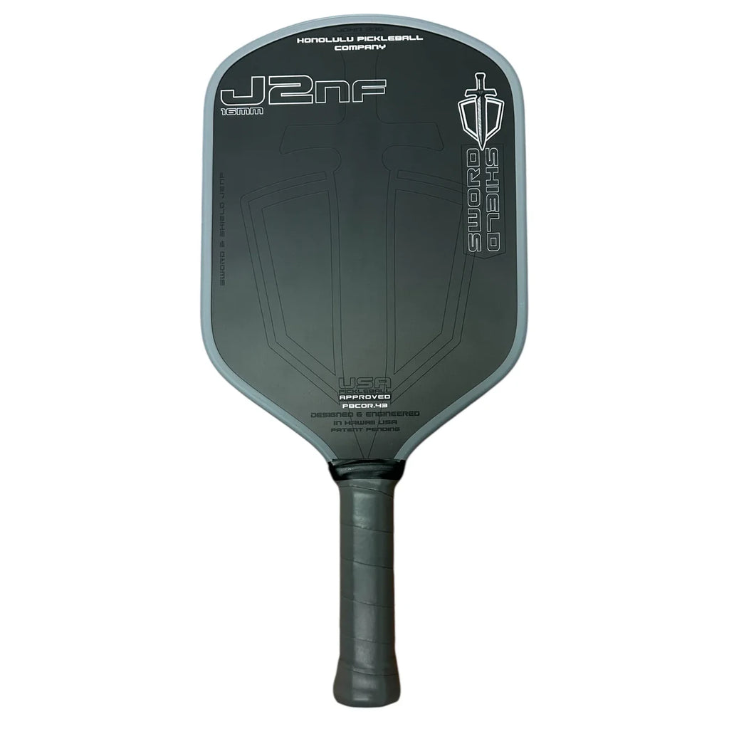 A Honolulu SWORD & SHIELD J2NF Pickleball Paddle, available from iamRacketSports.com.