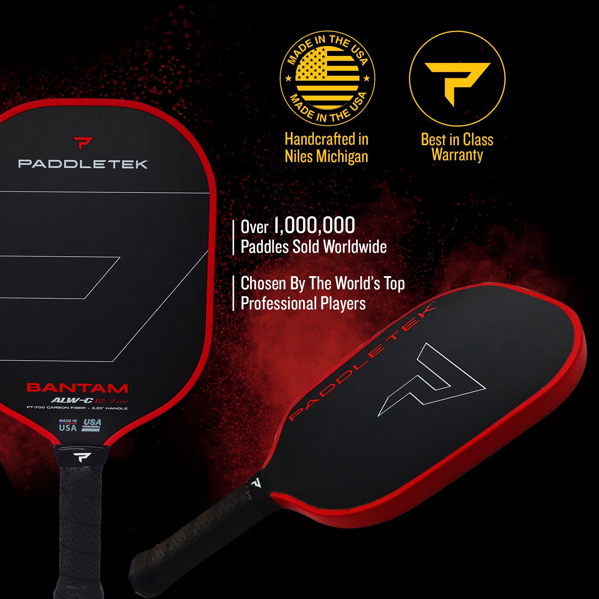 Anna Leigh Waters Signature Paddletek Bantam ALW-C Pickleball Paddle - USAPA Approved Carbon Fiber With 14.3mm Honeycomb Core USAPA Approved Pickleball
