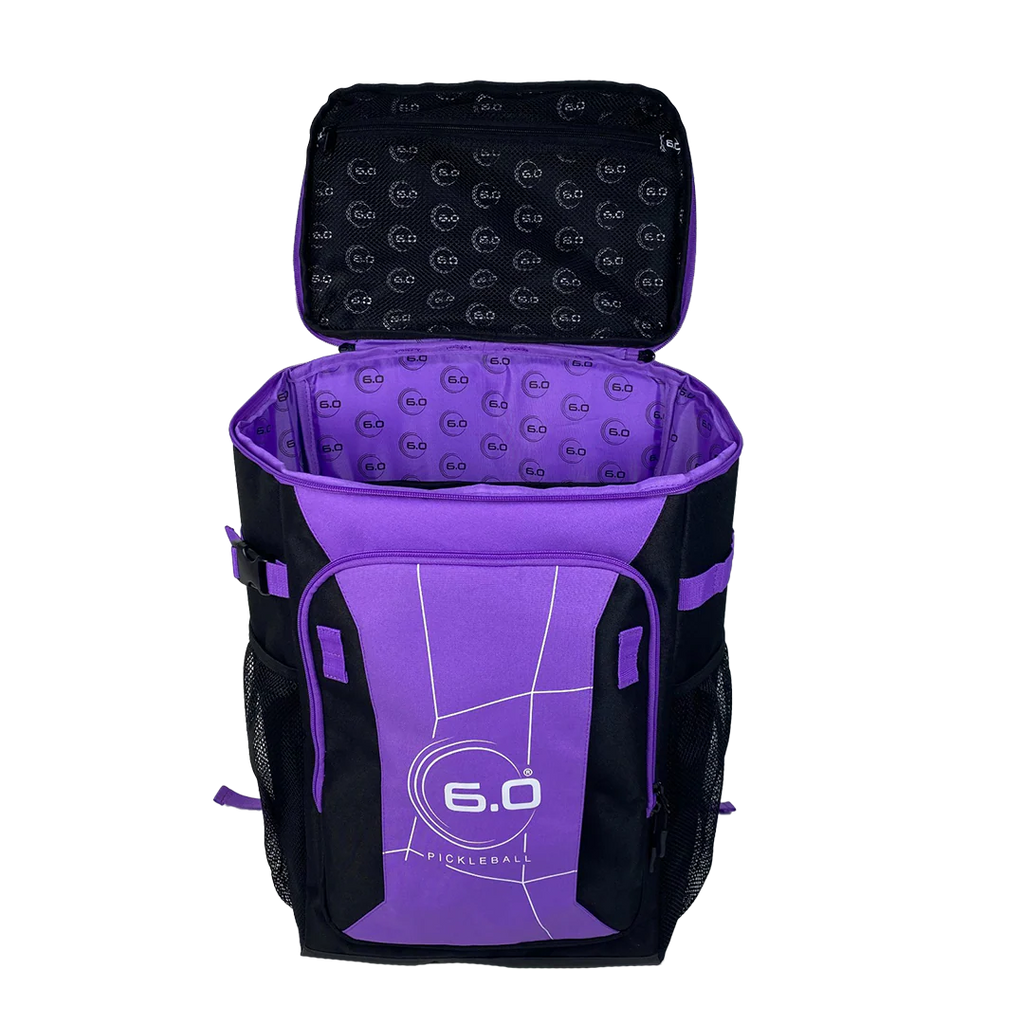 An amethyt colored Six Zero Performance Backpack, available from iamRacketSports.com.