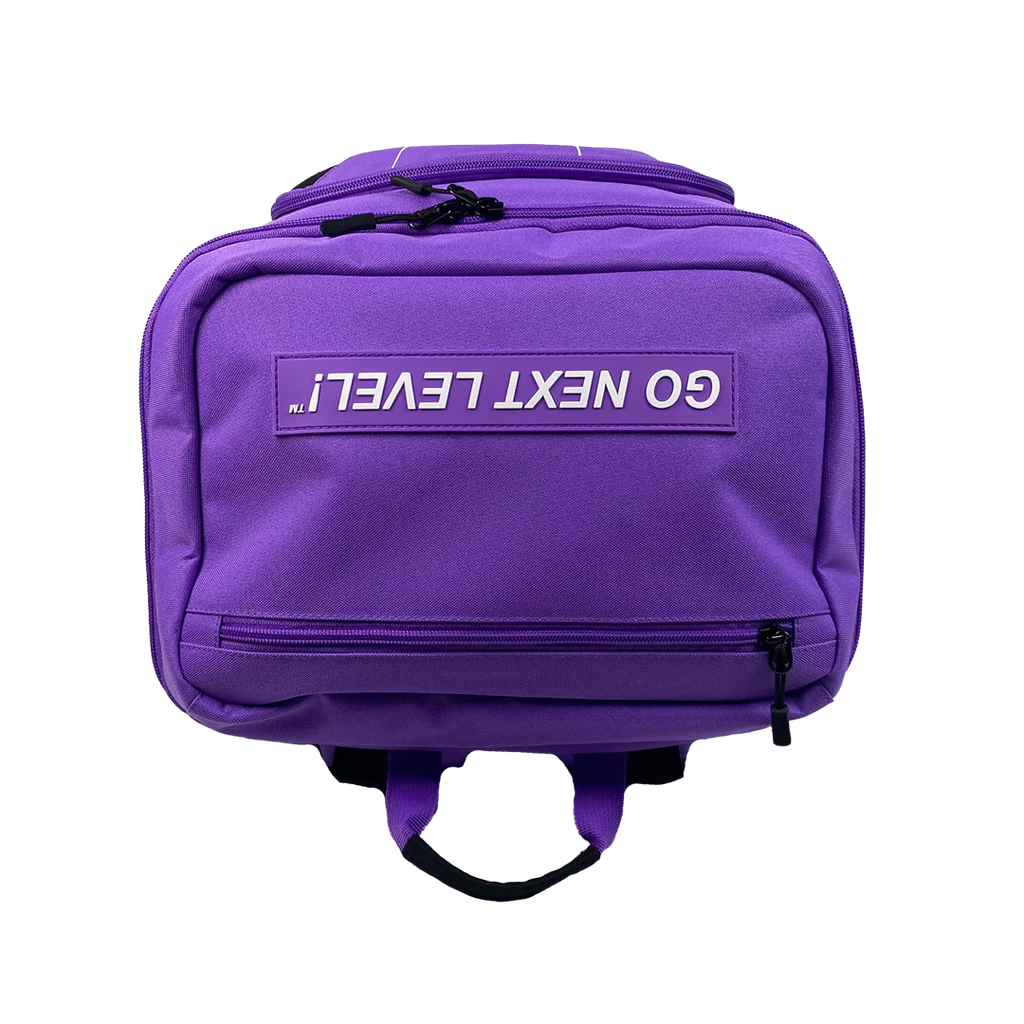 Top profile of an amethyt colored Six Zero Performance Backpack, available from iamRacketSports.com.