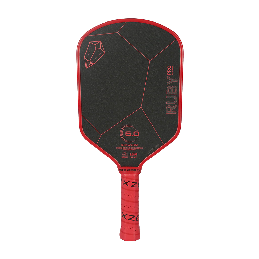 A Six Zero RUBY PRO 14mm PickleBall Paddle,  available from IamRacketsports.com, online and in-store, Miami USA, worldwide shipping.