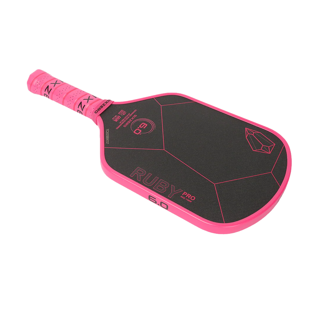 A Six Zero RUBY PRO 14mm PickleBall Paddle,  available from IamRacketsports.com, online and in-store, Miami USA, worldwide shipping.
