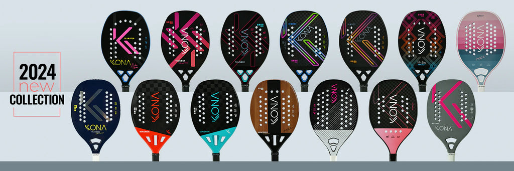 Kona Beach Tennis Brand 2024 Beach Tennis Racket Models.  Shop Kona Beach Tennis at iamracketsports.com/iambeachtennis.com