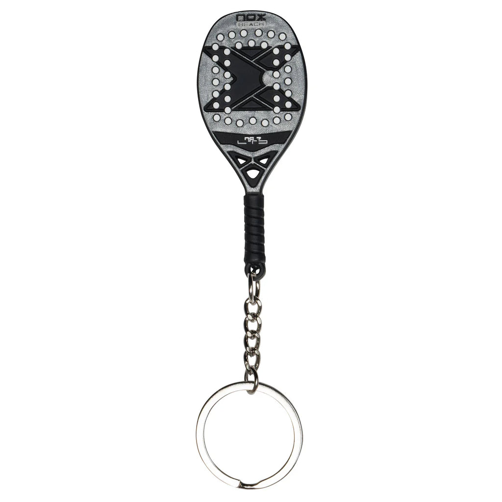 A keyring of a  Nox NG17 2024 LTD Edition Beach Tennis Paddle,  available at iambeachtennis.com store.