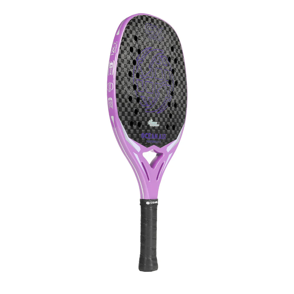 A Ocean Air 2024 CX Beach Tennis Racket with Glipper, shop Ocean Air at "iamracketsports.com", Miami shop.