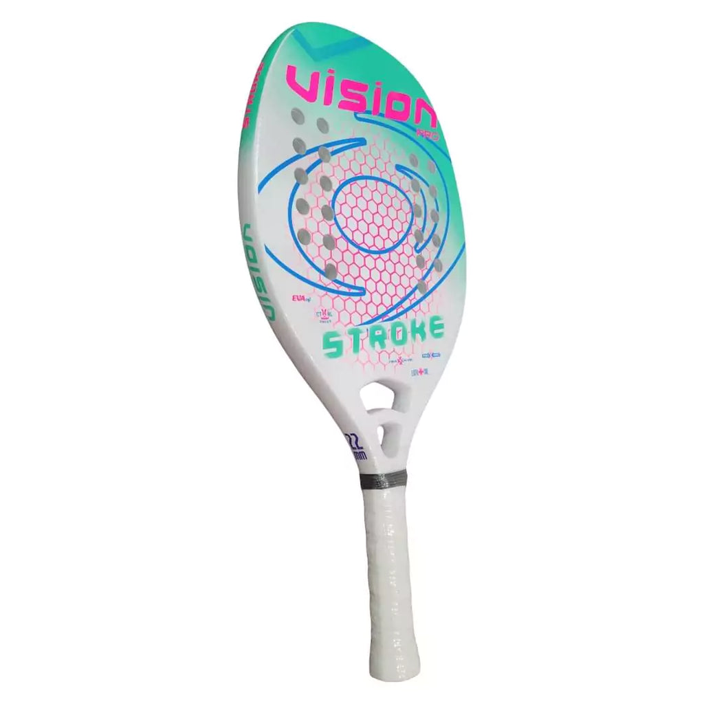 SPORT: BEACH TENNIS.  Find Vision Pro at iamBeachTennis online store. Side and face profile of the  Vision STROKE 2023 beginner Beach Tennis Paddle.