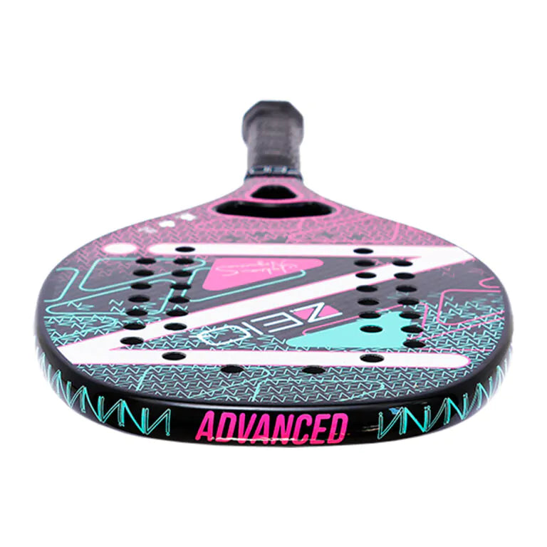 Top edge of a Zeiq Julia Nogueira ADVANCED Beach Tennis Racket,
available from iamRacketSports.com miami shop.