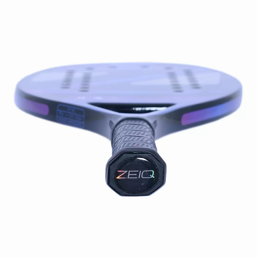 Handle of a Zeiq VIOLET PRO Beach Tennis Racket,
available from iamRacketSports.com.