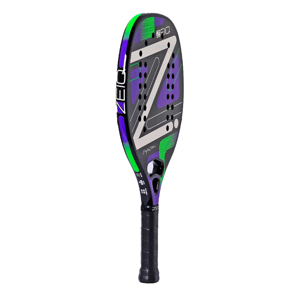 Side profile of a Zeiq Douglas Collani VIOLET PRO Beach Tennis Racket,
available from iamRacketSports.com.