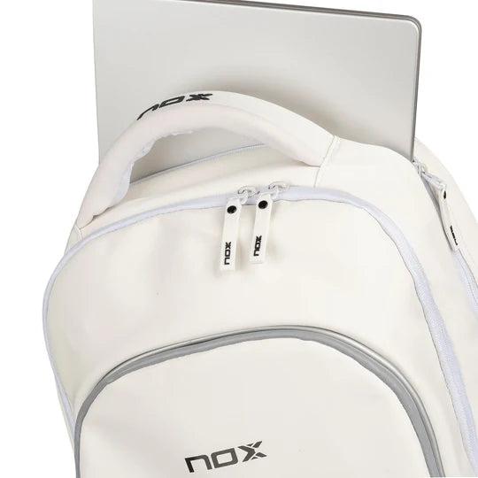 A Nox PRO White Series Backpack, available from iamRacketSports.com, online and in store.