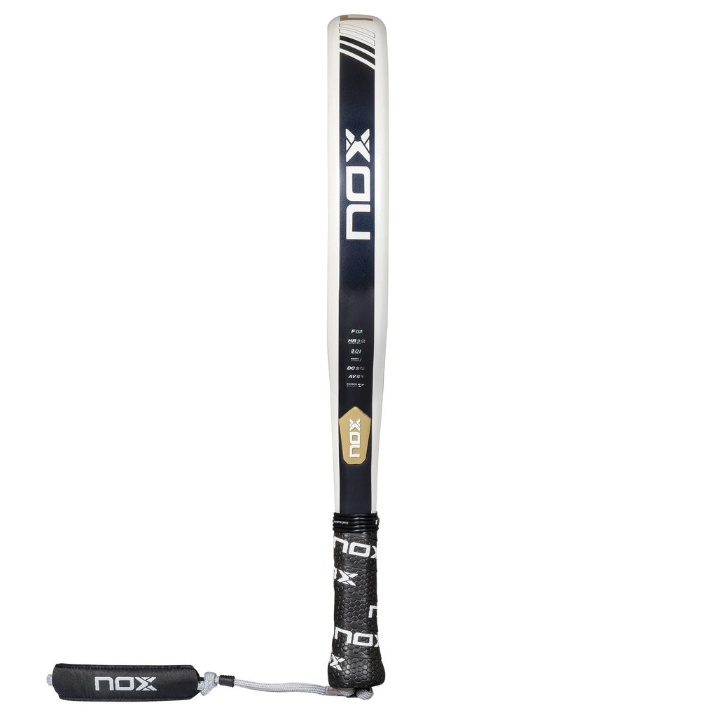 Side profile of a Nox ADVANCED Series EQUATION Padel Racket. Shop Nox at iamRacketSports.com, online and in Miami Store.