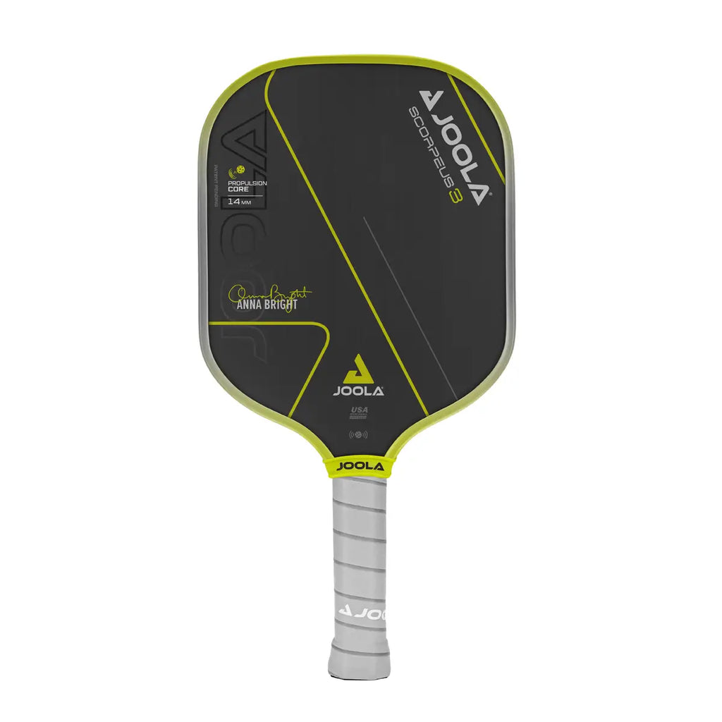 A Joola Anna Bright SCORPEUS 3 14mm 2024 Pickleball Paddle, Charged Carbon Surface, Propulsion Core, 7.8oz. Available at iamRacketSports.com.