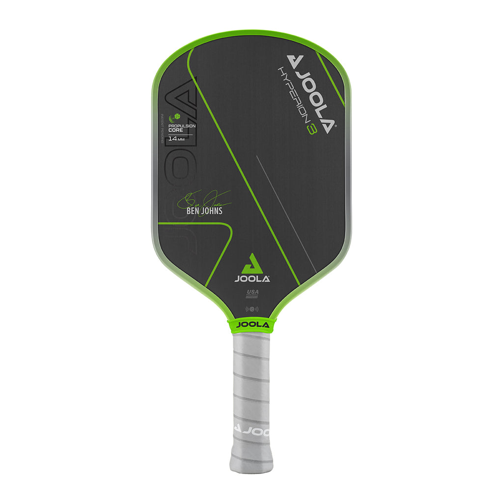 A JOOLA 2024 Ben Johns HYPERION 3 14mm Pickleball Paddle, Charged Carbon Surface, elongated, 7.8oz. Available at iamRacketSports.com.
