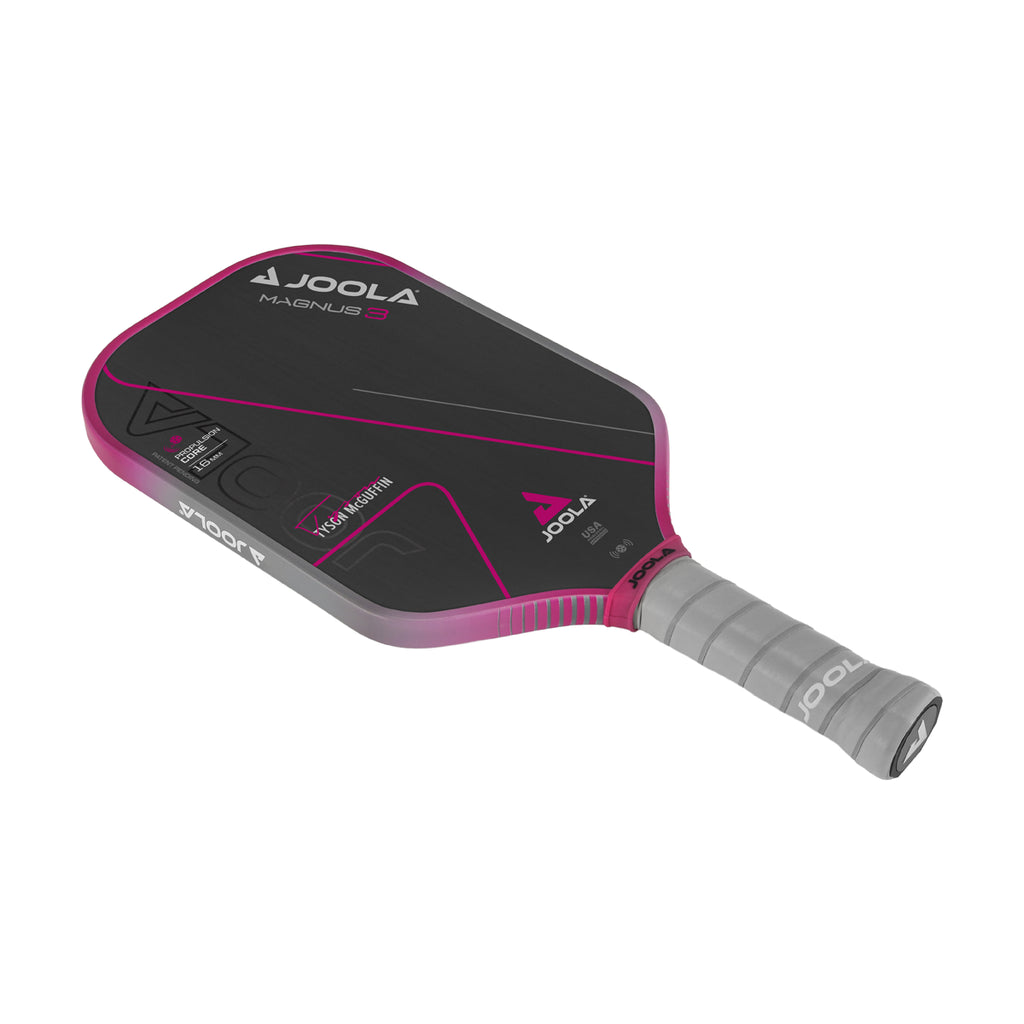 A JOOLA Tyson McGuffin MAGNUS 3 16mm 2024 Pickleball Paddle Charged Carbon Surface, elongated, 8.1oz. Purchase Joola at iamPickleball.store.