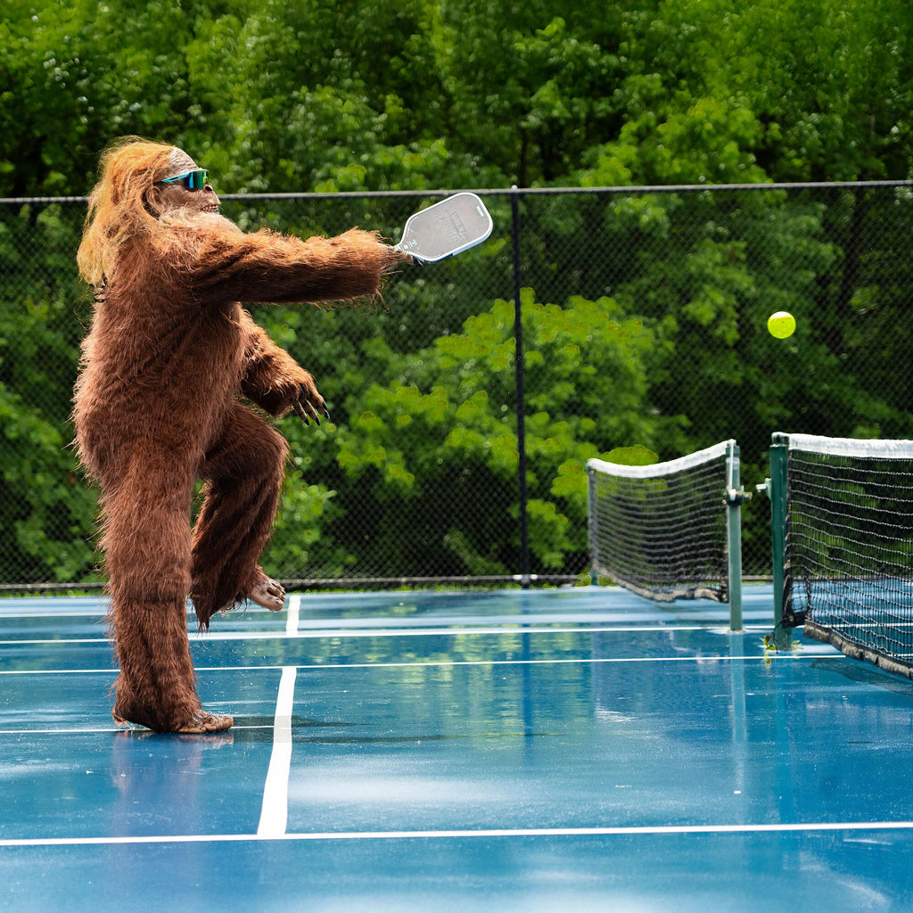 A costumed player using a Bread & Butter THE WILD THANG 16mm Pickleball Paddle, available from iamRacketSports.com, online and in store, Miami USA. 