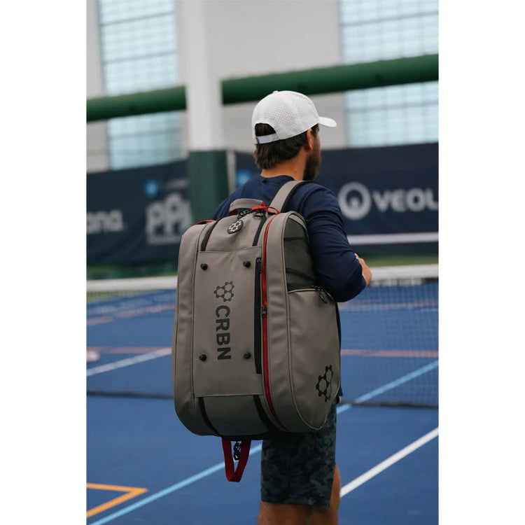 A gray CRBN Pro Team Tour Bag 2.0, available from iamRacketsports.com, Miami Store.