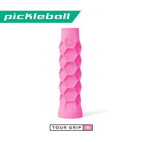 A pink Hesacore Pickleball TOUR GRIP W, available at iam-Pickleball.com, Miami shop.