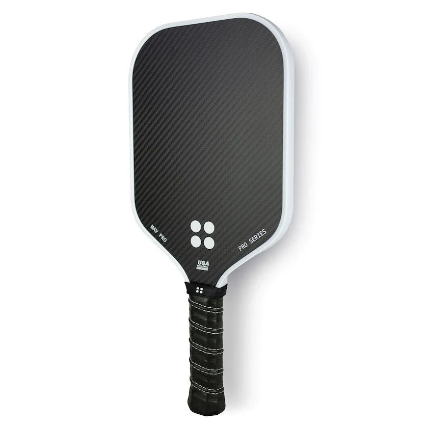 SPORT: PICKLEBALL. Shop Holbrook Pickleball at "iamracketsports.com" Miami's pickleball center. Racket model is a 2023 Holbrook PRO - MAV PRO pickleball paddle/racket for advanced/professional players. Racquet/Paleta is vertical front facing slightly left rotated.