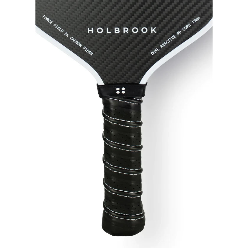 SPORT: PICKLEBALL. Shop Holbrook Pickleball at USA's premier Racket and Paddle Sports store, "iamracketsports".  Racket model is a 2023 Holbrook PRO - MAV PRO pickleball paddle/racket advanced/professional players. Racquet/Paleta neck and grip/handle view.