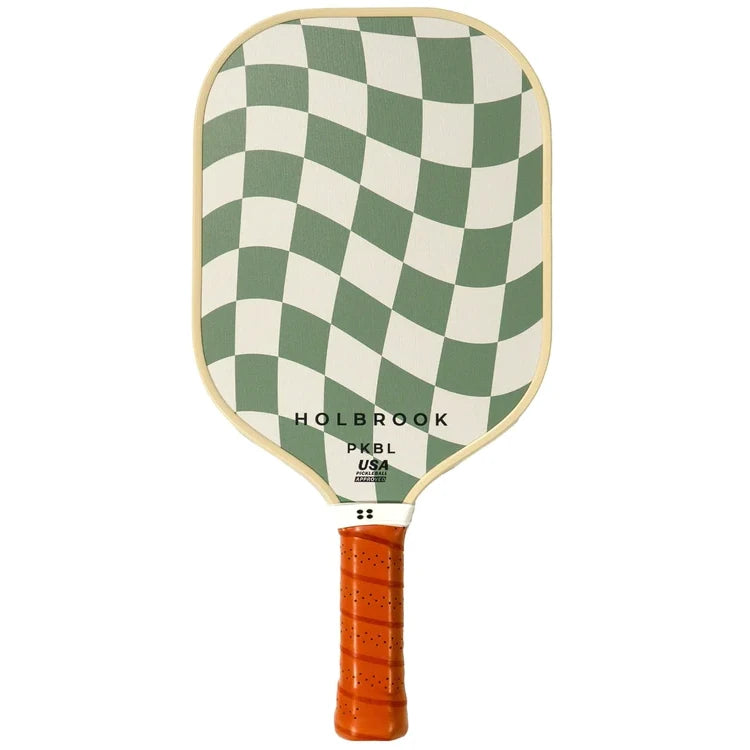 SPORT:PICKLEBALL. Shop Holbrook Pickleball Paddles and Rackets at "iamPickleball.Store" a division of "iamracketsports.com".  Racket model is a 2023 Holbrook PERFORMANCE CENTRE COURT Pickleball Paddle/racket for intermediate players.  Racquet/Paleta playing surface with checkered design, cream edge protector and handle.