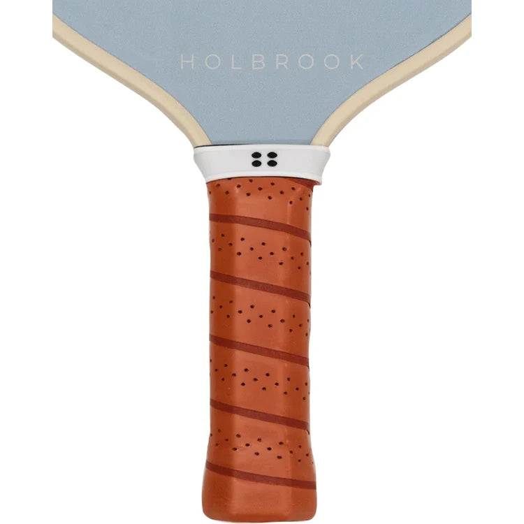  SPORT:PICKLEBALL. Shop Holbrook Pickleball Paddles and Rackets at  "iamracketsports.com".  Racket model is a 2023 Holbrook PERFORMANCE REWIND Pickleball Paddle/racket for intermediate players,  displaying bottom third of Racquet/Paleta face and full handle.