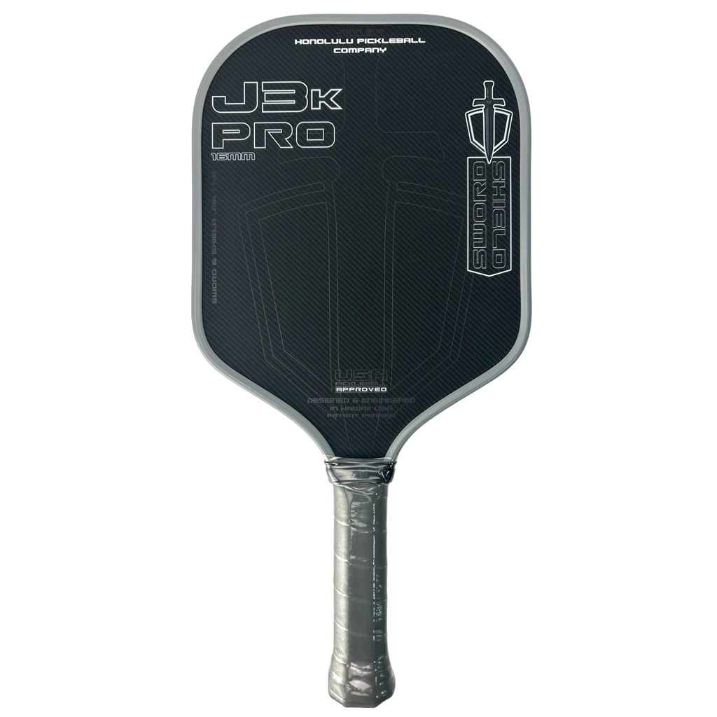 A Honolulu SWORD & SHIELD J3K PRO Pickleball Paddle,
available from iamPickleball.store.
