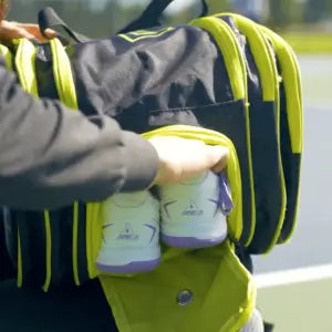 SPORT: PICKLEBALL. Shop Pickleball Paddles and Rackets at "iam-Pickleball.com" a division of "iamracketsports.com". 2023 Joola Tour Elite ProPickleball Duffle/Backpack Bag in Navy and Yellow, a place and space for everything, shoe pocket.