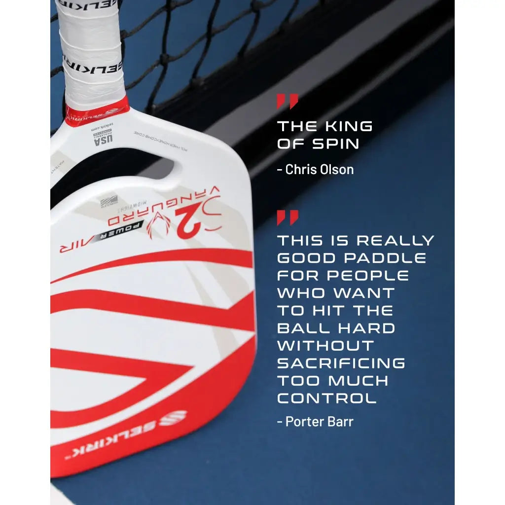 A infographic of the technologies of  Selkirk VANGUARD POWER AIR S2 Pickleball Paddle, available from iamracketsports.com.