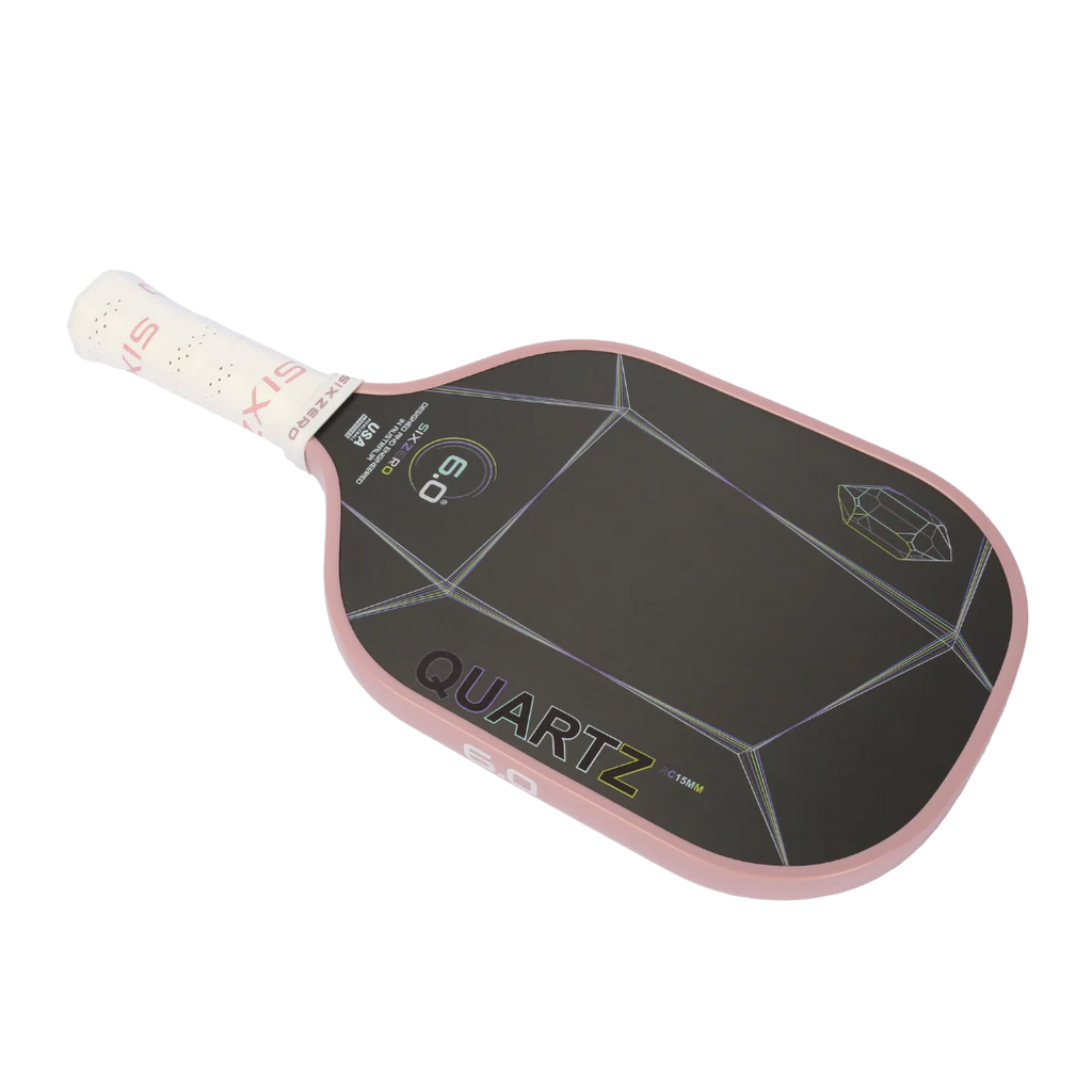 A rose Six Zero QUARTZ 15mm PickleBall Paddle, purchase at "iam-pickleball.com".
