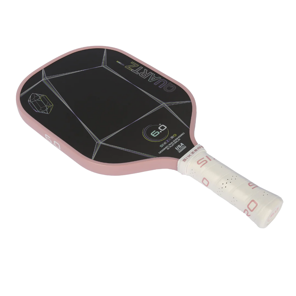 A rose Six Zero QUARTZ 15mm PickleBall Paddle, purchase at "iam-pickleball.com".
