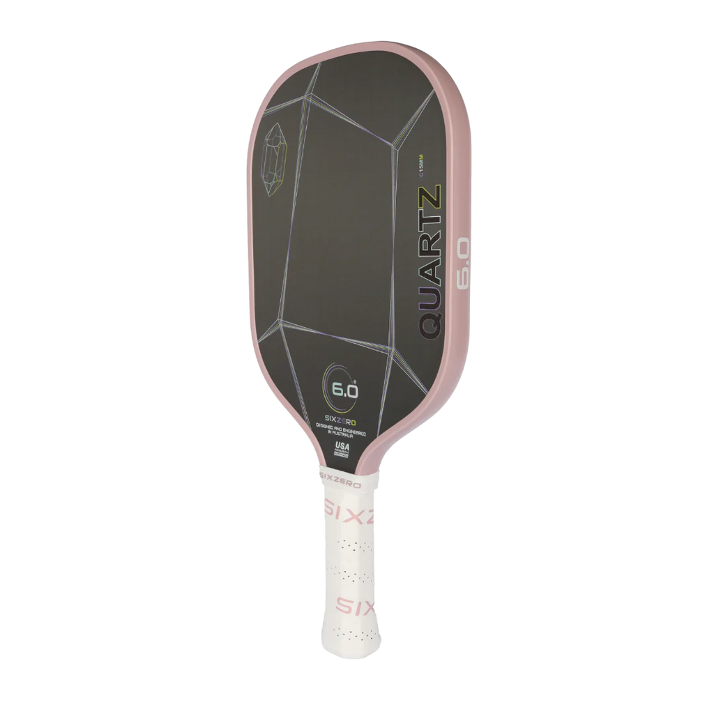 A rose Six Zero QUARTZ 15mm PickleBall Paddle, purchase at "iam-pickleball.com".
