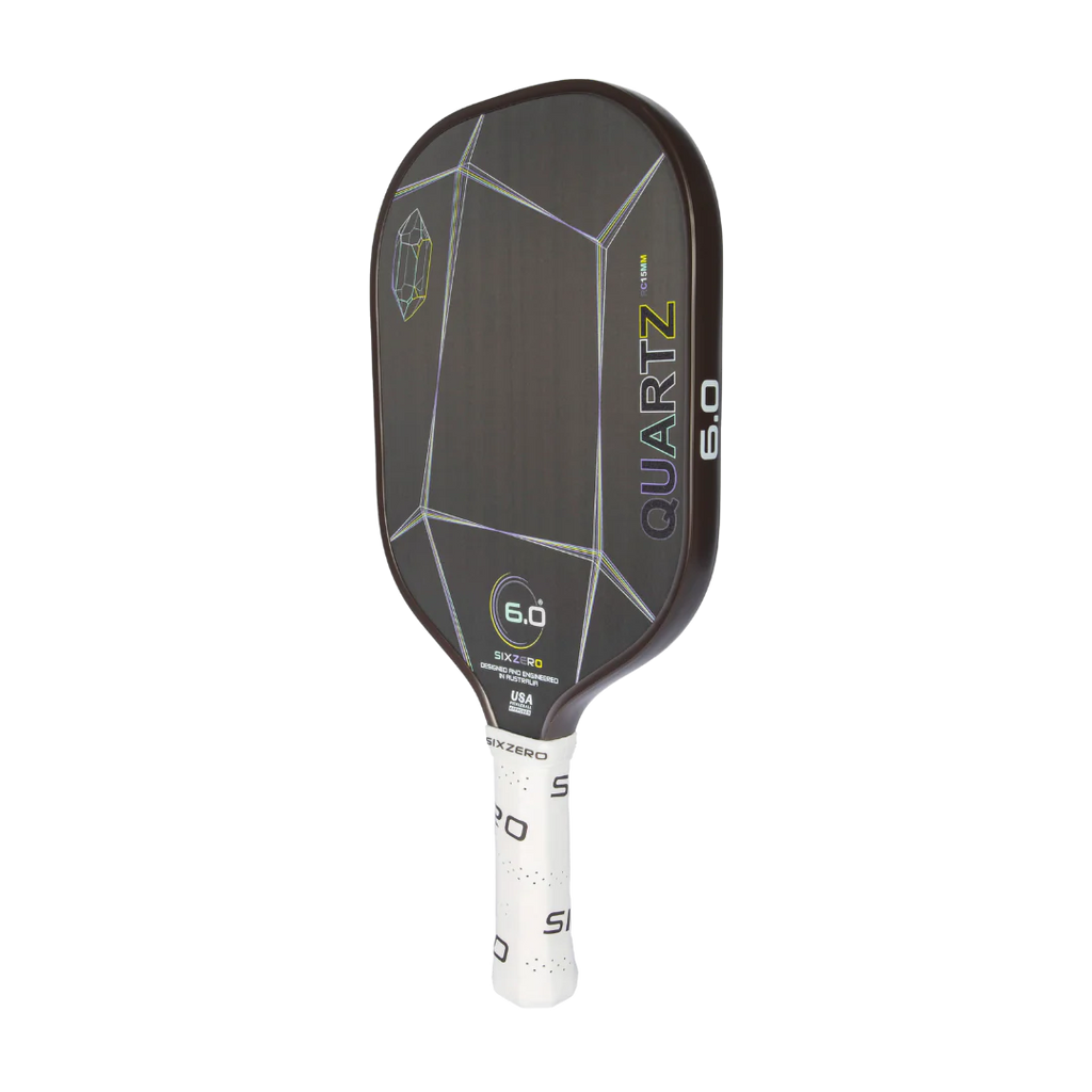 A Six Zero QUARTZ 15mm smoky PickleBall Paddle, purchase at "iam-pickleball.com".
