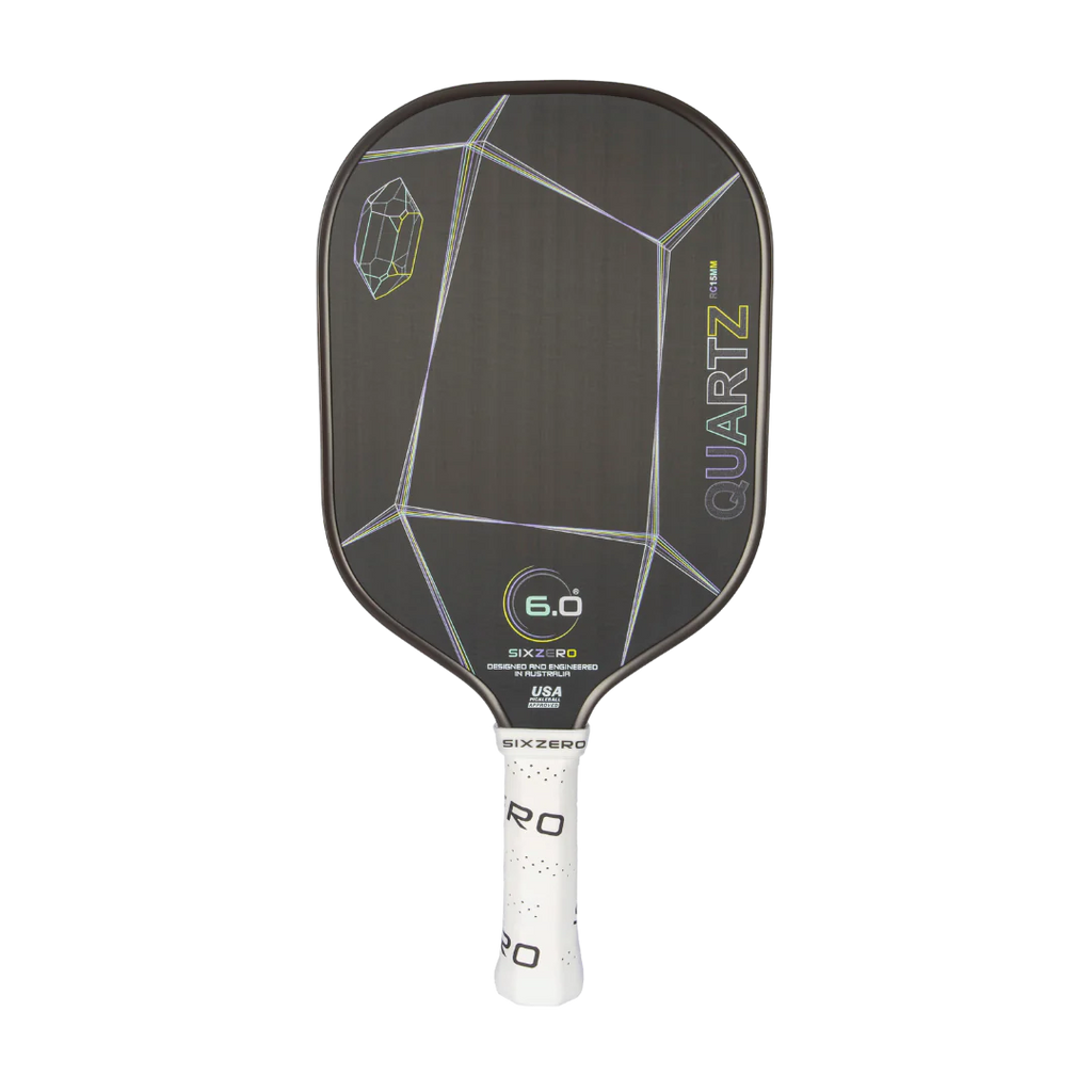 A Six Zero QUARTZ 15mm PickleBall Paddle, purchase at "iam-pickleball.com".
