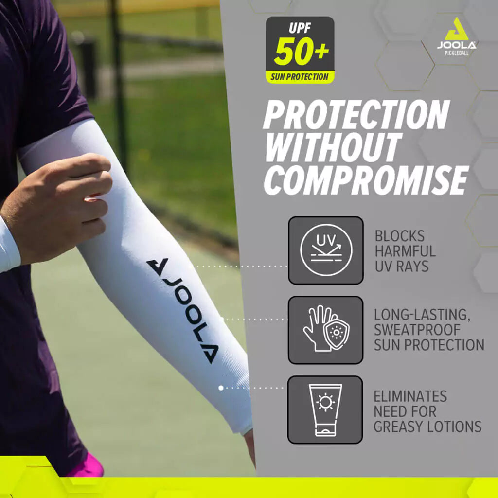 SPORT: PICKLEBALL. Shop Joola Paddles, Rackets, accessories and equipment at "iampickleball.store" a division of "iamracketsports.com". Joola Compression Arm Sleeve/warmers in Black, Royal Blue and white. Protection without Compromise.