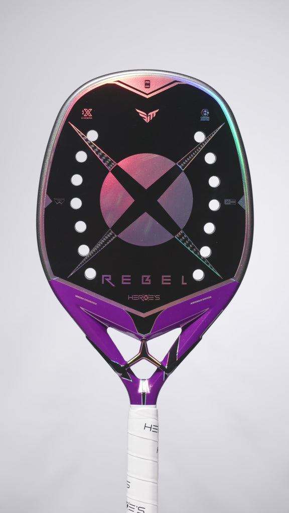 A Heroe's REBEL 2025  Beach Tennis Racket , available from IamBeachTennis.com, online and in-store, Miami USA, worldwide shipping.