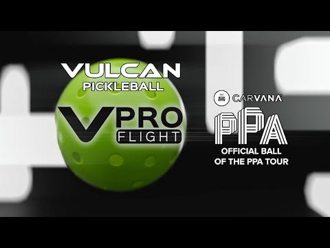 SPORT: PICKLEBALL. Shop pickleball paddles at "iamracketsports.com". Promotion video for the  Vulcan VPRO FLIGHT Outdoor PPA Tour Pickleball, ball.