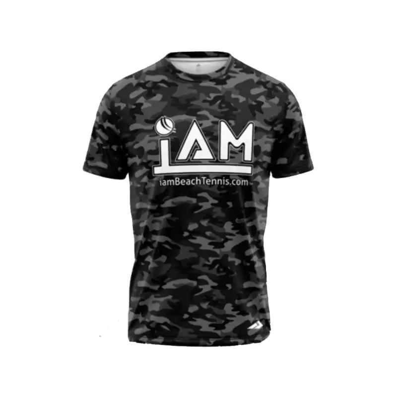 iamBeachTennis 2022/2023 Collection Mens T-shirt in Black and White. Front of the shirt.
